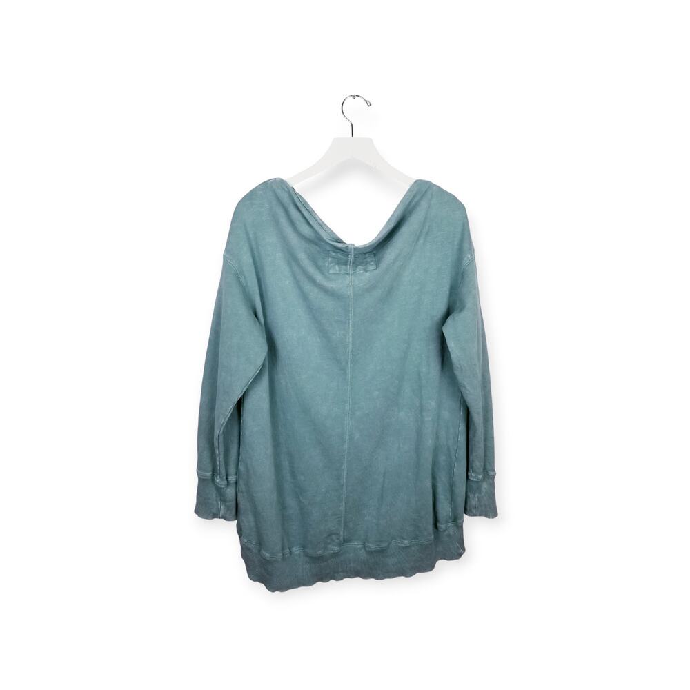PILCRO Anthropologie Acid Wash "Donna" Boatneck Sweatshirt Marine #OB1196261 - L - Picture 5 of 9